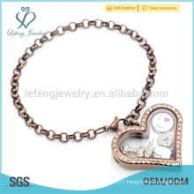 Wholesale price chocolate pearl chain bracelet,floating heart bracelet design